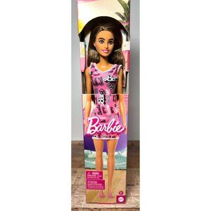 Barbie Doll With Pink Graphic Dress & Heels